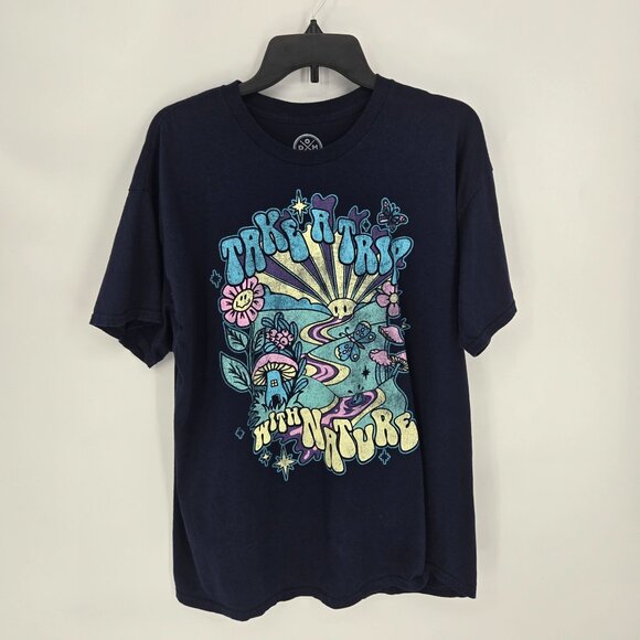 DOM mens size XL unisex Take a trip in nature mushroom hippie flower graphic tee - Picture 8 of 8